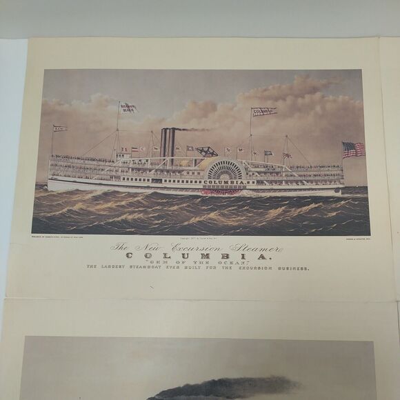 4 Currier And Ives The River Lithograph Prints Mississippi Steamboat Mayflower - Picture 9 of 15